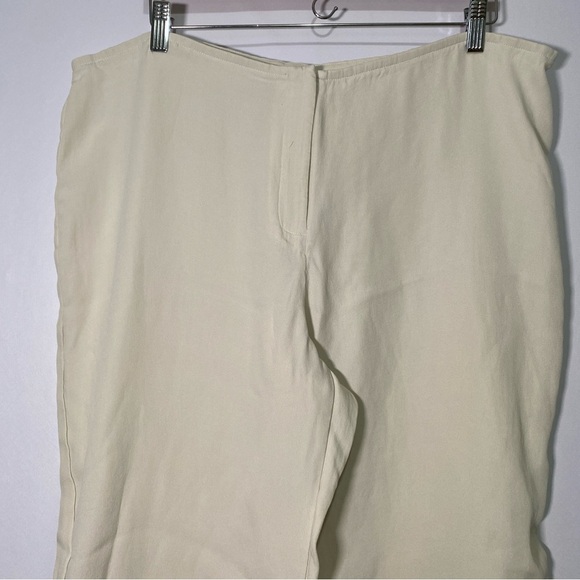 Eileen Fisher Crepe Silk Pants XL Ivory Highwaist Straight Leg Lightweight - Picture 2 of 13
